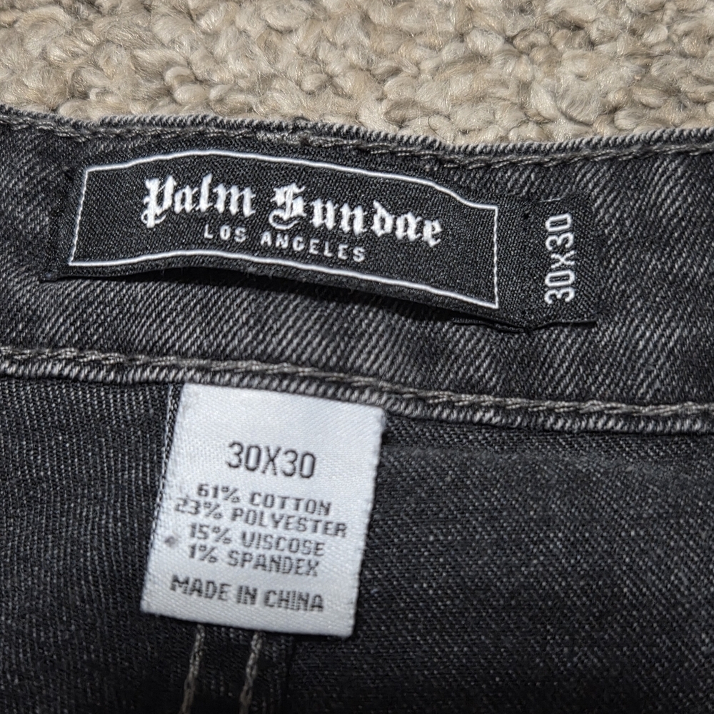 Palm Sundae Black Faded Jeans Slim Fit MENS 30" x 28.5" - Picture 4 of 8
